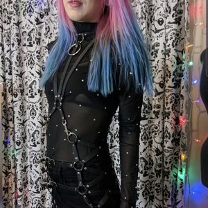 Sheer top with rhinestones